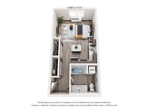 Floor plan for studio, 1 bath, 441 sqft
